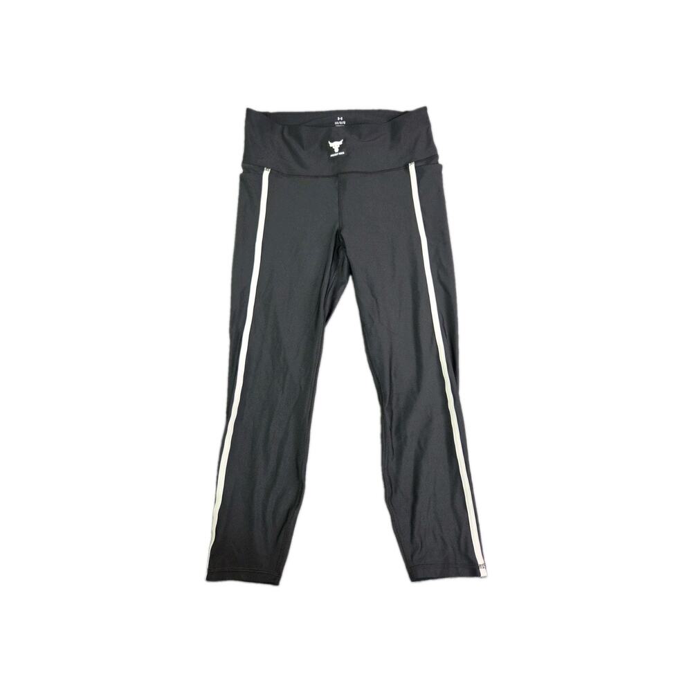 Under Armour Women's Black Project Rock Sz L Cropped Compression Leggings C40-10